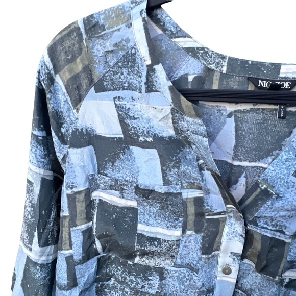 Nic+Zoe Silk Button Up Abstract Blouse - Picture 3 of 12